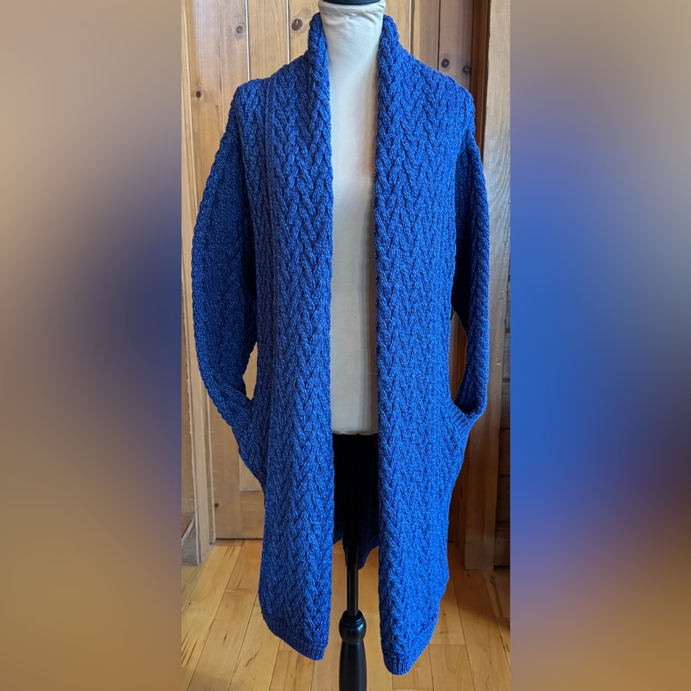 NWT Aran Crafts Blue Open-Front Merino Wool Sweater Cardigan (XXL 22W-24W) - Picture 16 of 17